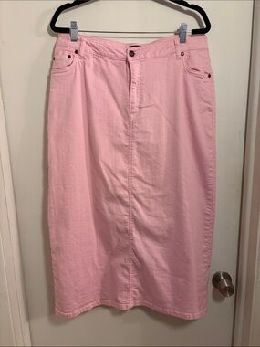 Jessica London Soft Pink Denim Midi Skirt Size Large
